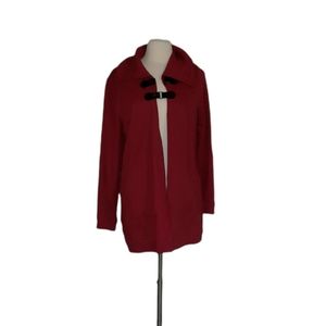 Chaps Denim Large Red Over Coat Duster Cardigan Pa